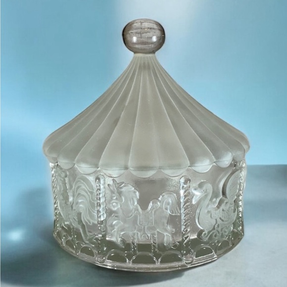 Goebel Frosted Crystal Carousel Glass Candy Dish - Picture 5 of 13
